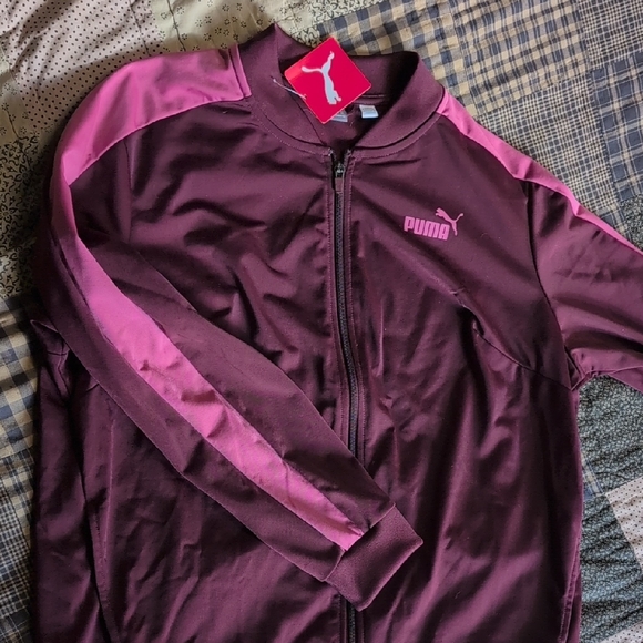 Puma Jackets & Blazers - Puma Women's Maroon and Magenta Bomber Jacket